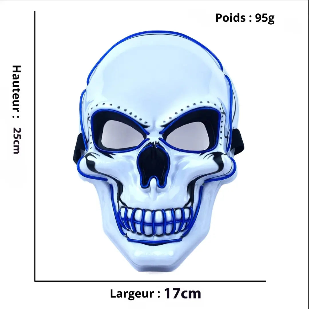 Masque de crâne blanc lumineux à LED